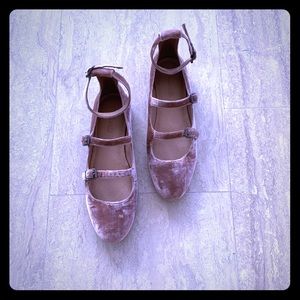 Madewell Julie Flat Size 8 Mauve Shadow Velvet